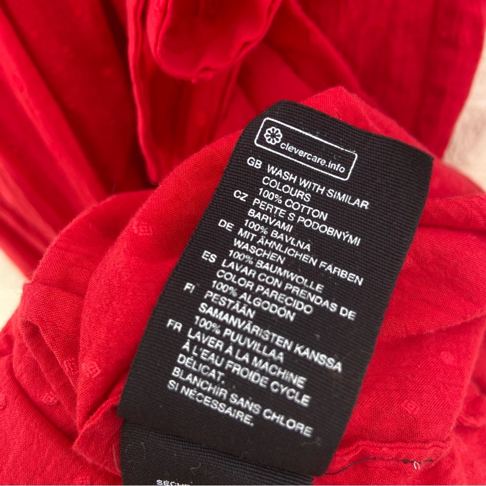 & Other Stories | Red Swiss Dot Crepe Wrap Dress | Size 2 - Picture 12 of 15